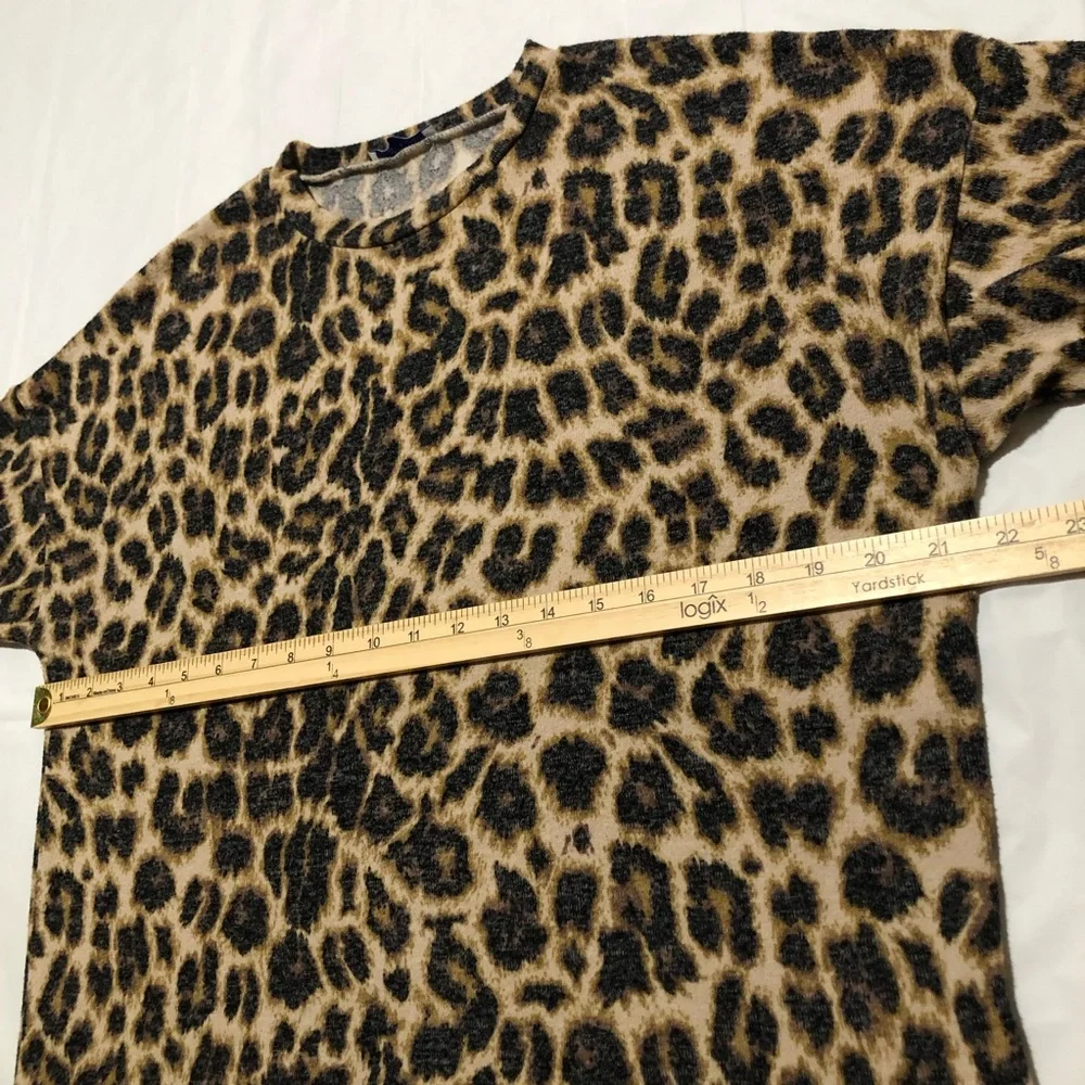 Zara Trafaluc (TRF) Womens 3/4 Sleeve Faded Leopard Print Brown Black Top L - Picture 6 of 9